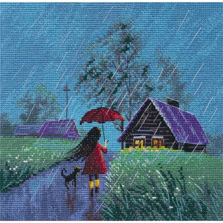 Kreuzstich-Set "Sommerregen" 18x18 cm S1706