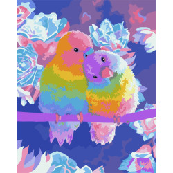 Картина по номерам Wizardi Влюбленные попугаи 40x50 см H065