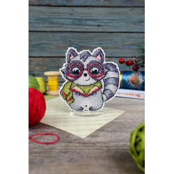 Kreuzstichset "Wissenschaftler Waschbär" 9x9 cm SR-895