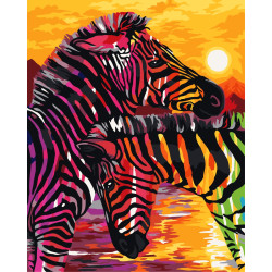 Набор для рисования по номерам Wizardi Разноцветные зебры 40x50 см H069