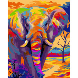 Malen-nach-Zahlen-Set Bunter Elefant 40x50 cm H081