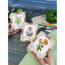 Kreuzstich auf Holzbasis "Miniatur. Ringelblume" 13x11 cm SO-140