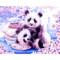 Картина по номерам Wizardi Японские панды 40x50 см H107