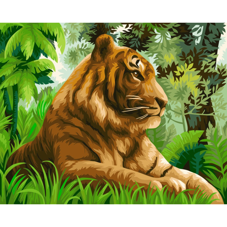 Картина по номерам Wizardi Тигр в джунглях 40x50 см H110