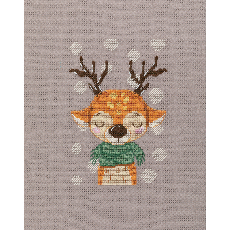 Kryželiu siuvinėjimo rinkinys KLART "Elnias su šaliku" 11.5 x 11.5 cm KL8-562