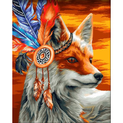 Wizardi painting by number kit. Bright fox 40x50 cm H121