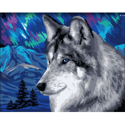 Картина Wizardi по номерам. Полярный волк 40x50 см H150