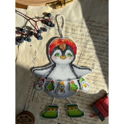 Набор для вышивания крестиком "Пингвин с гирляндой" 11 х 14,5 cm SANP-70