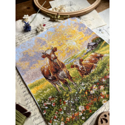 Набор для вышивания крестиком "На лугу" 18,5 х 20 см SANN-39