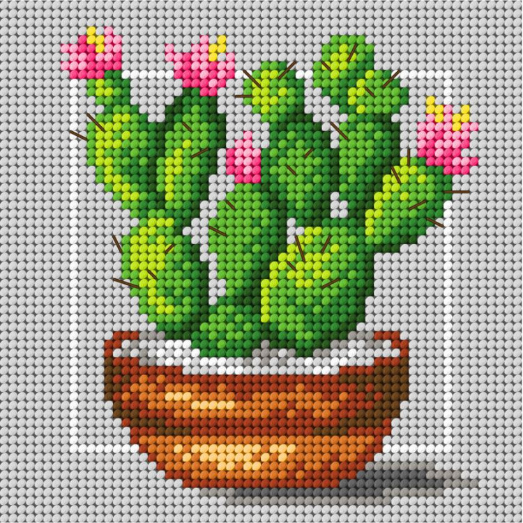 Cross stitch kit "Cacti" 13,5x13,5 cm SAM3402