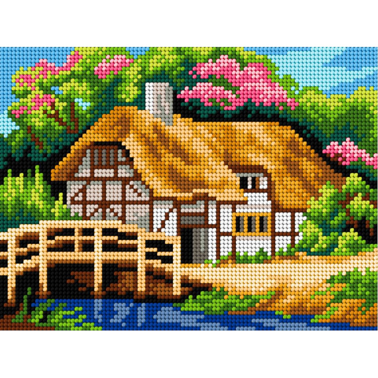 Kreuzstich-Set "Landhaus" 16,5x22 cm SAM2764