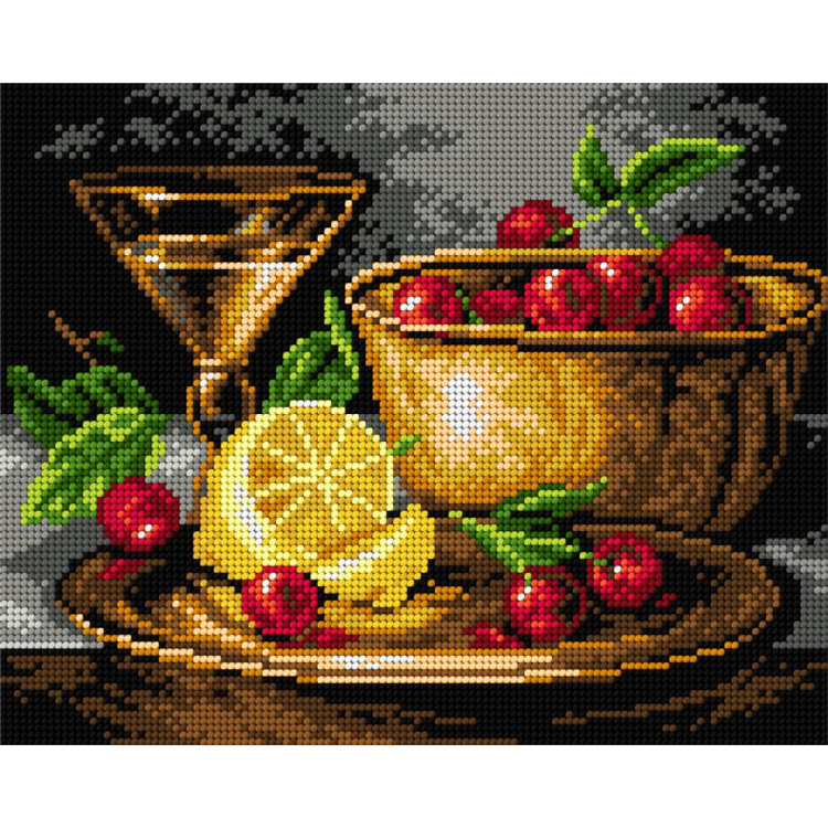 Kreuzstich-Set "Stillleben mit Kirschen" 22x27,5 cm SAM2224