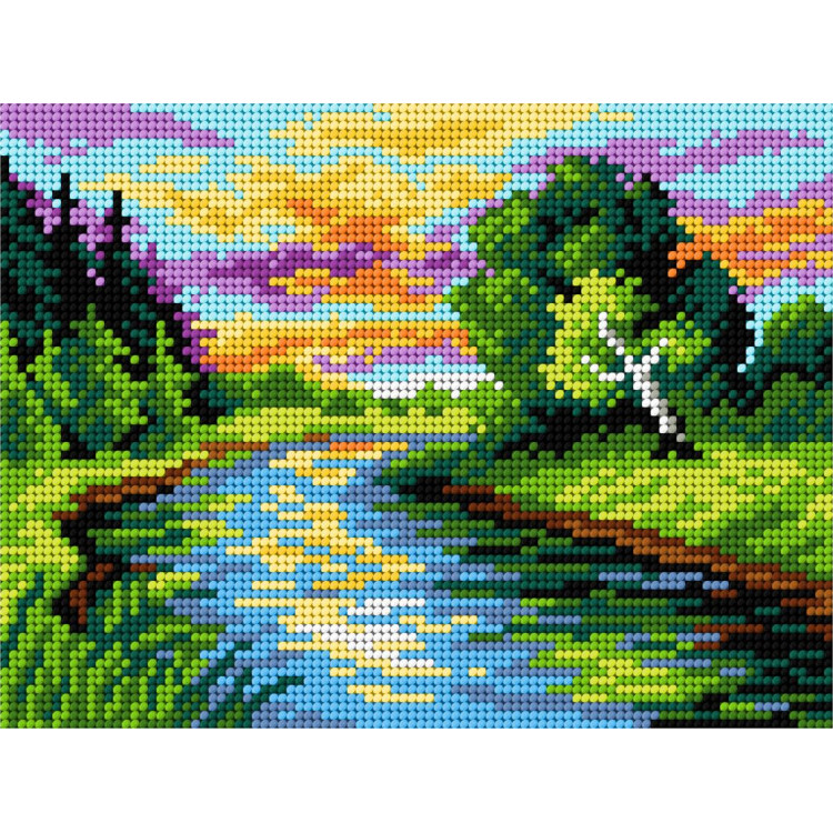 Kreuzstichset "Flusslandschaft" 16,5x22 cm SAM2040