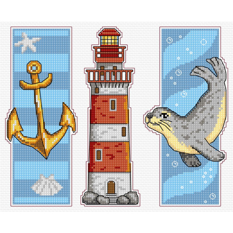 Набор для счетного вышивания крестом на пластиковой
канве. Закладки. "Морские мотивы" набор из 3 шт. SA8721