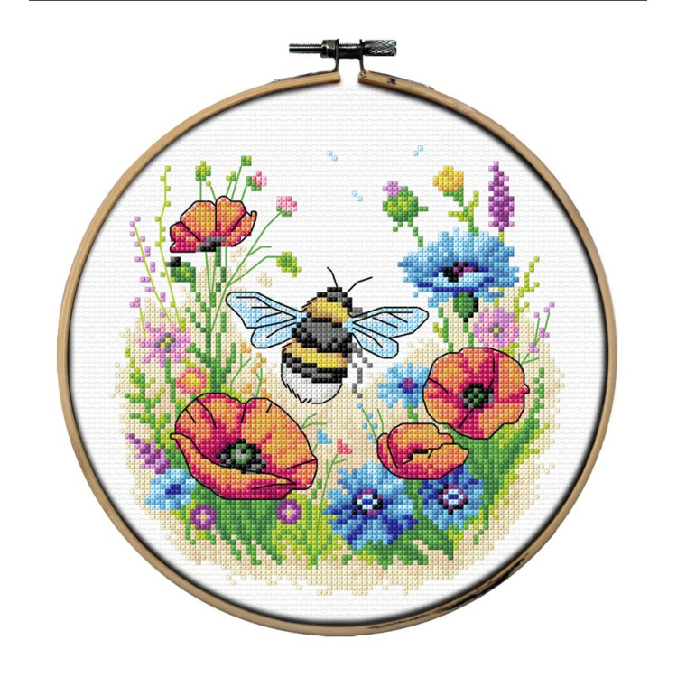 Набор для вышивания крестиком с пяльцами "Шмель" 20x20 см SA7980
