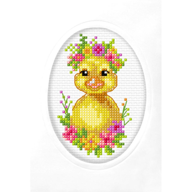 Открытка ручной работы для вышивки крестом "Утенок" 10,5x15 см SA6328