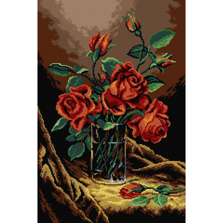 Printed Gobelin "after Martin Johnson Heade - Vase of Red Roses" 40x60 cm SA3616