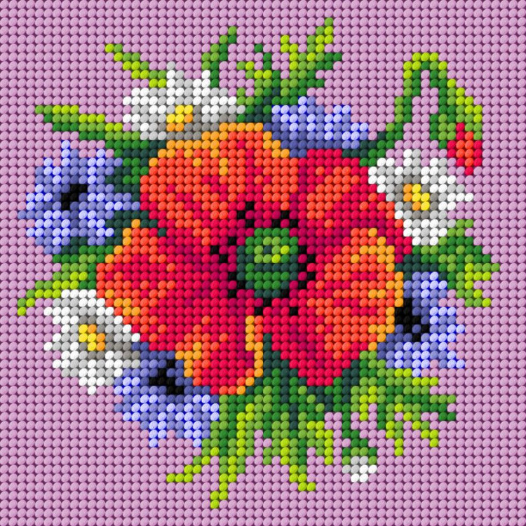 Printed Gobelin "Wild flowers" 15x15 cm SA3610