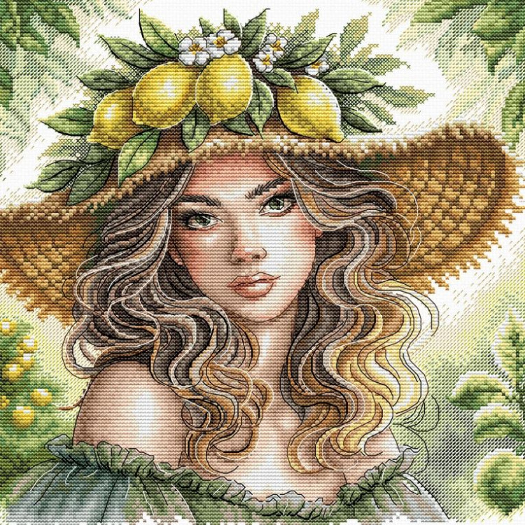 Cross stitch kit "The Girl of the Lemons" 23.81 x 23.81 cm AVA-P043