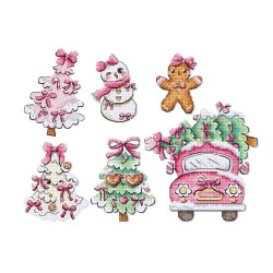 Набор для вышивания крестиком "Рождественские украшения" 9 см (6 шт.) SLETIL9969