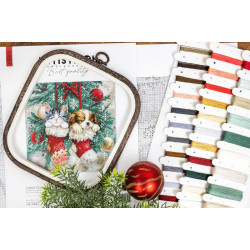 Kryželiu siuvinėjimo rinkinys "Kalėdiniai miegeliai" 24x24 cm SLETIL9966