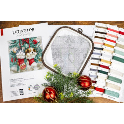 Kryželiu siuvinėjimo rinkinys "Kalėdiniai miegeliai" 24x24 cm SLETIL9966