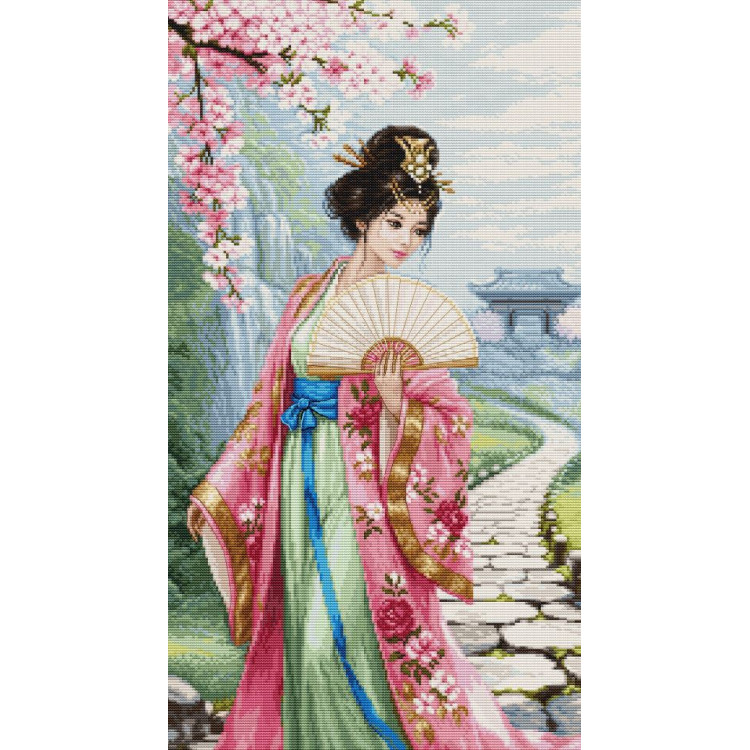 Siuvinėjimo kryželiu rinkinys "Sodinamų vyšnių žiedų daina" 25,5 x 46 cm SBU5105