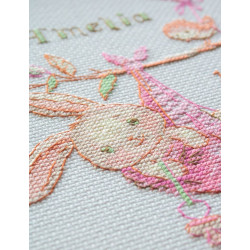 Cross Stitch Kit "Girl Birth Sampler" 20x20 cm SRA1029