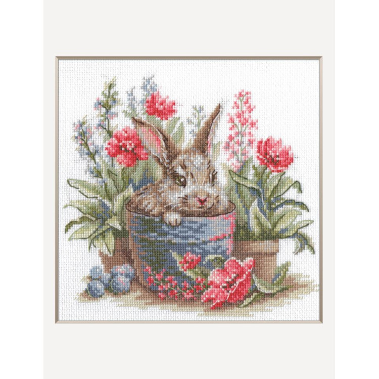 Cross Stitch Kit "Blooming Bunny" 20x20 cm SRA1030