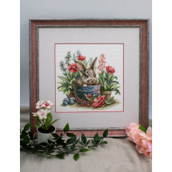 Cross Stitch Kit "Blooming Bunny" 20x20 cm SRA1030