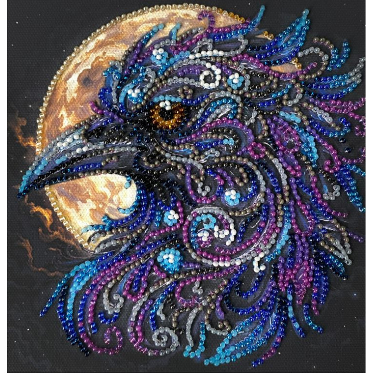 Mini karoliukų siuvinėjimo rinkinys "Gintarinis žvilgsnis" 15x15 cm AAM-270