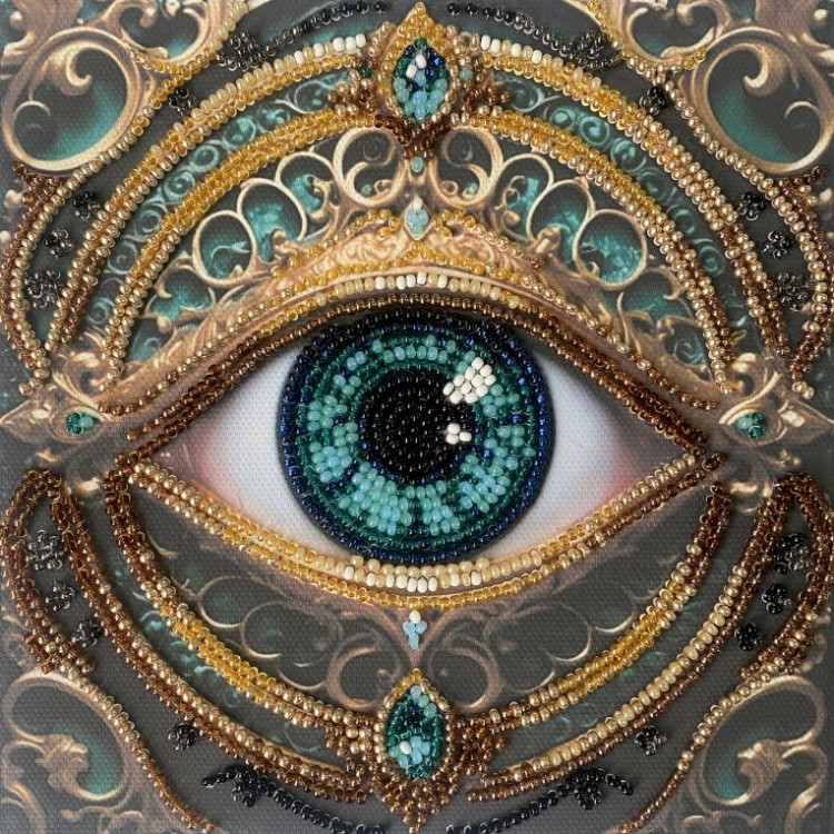 Mini karoliukų siuvinėjimo rinkinys "Žvilgsnio alchemija" 15x15 cm AAM-265