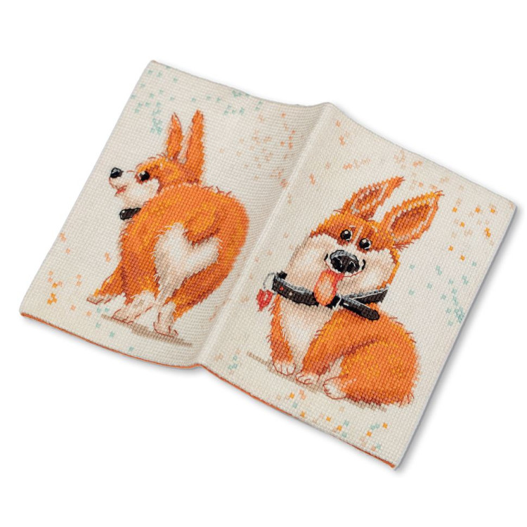 Cross stitch kit "Passport cover. Corgi" 20x13.5 cm POP-7393
