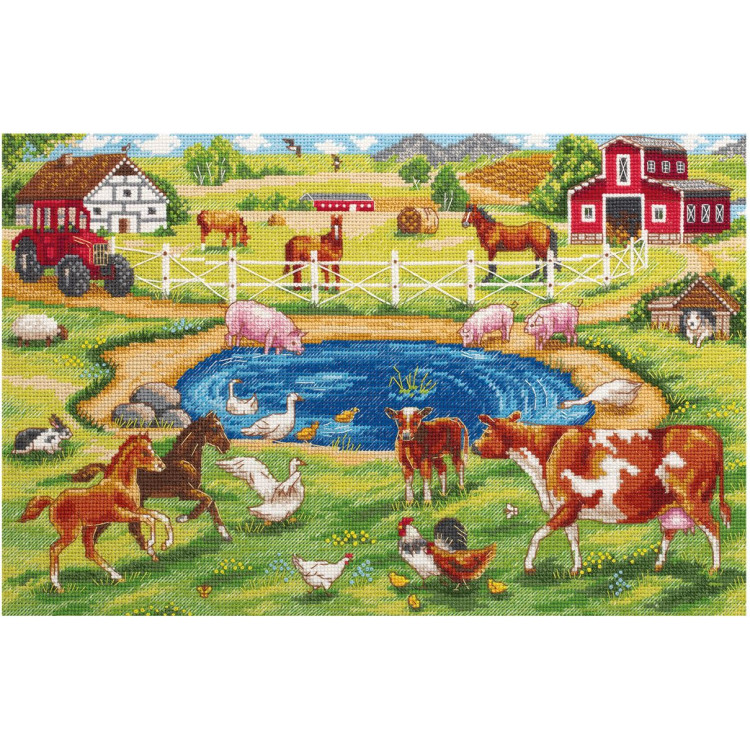Cross stitch kit PANNA "Morning on the farm" 33.5 x 21.5 cm PDE-7218
