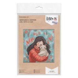 Cross stitch kit KLART "A girl with a cat" 12 x 13 cm KL8-559