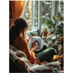 Cross stitch kit KLART "A girl with a cat" 12 x 13 cm KL8-559