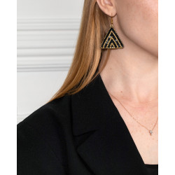 Mini Bead embroidery kit KLART "Triangular earrings with gold ornamentation" 3.5 x 4 cm KL10-510