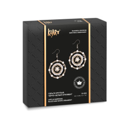 Mini-Perlenstickerei-Set KLART "Runde Ohrringe mit schwarz-weißem Muster" 3.5 x 4 cm KL10-503
