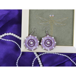 Mini-Perlenstickset KLART "Runde Ohrringe mit violettem Design." 3.5 x 4 cm KL10-502
