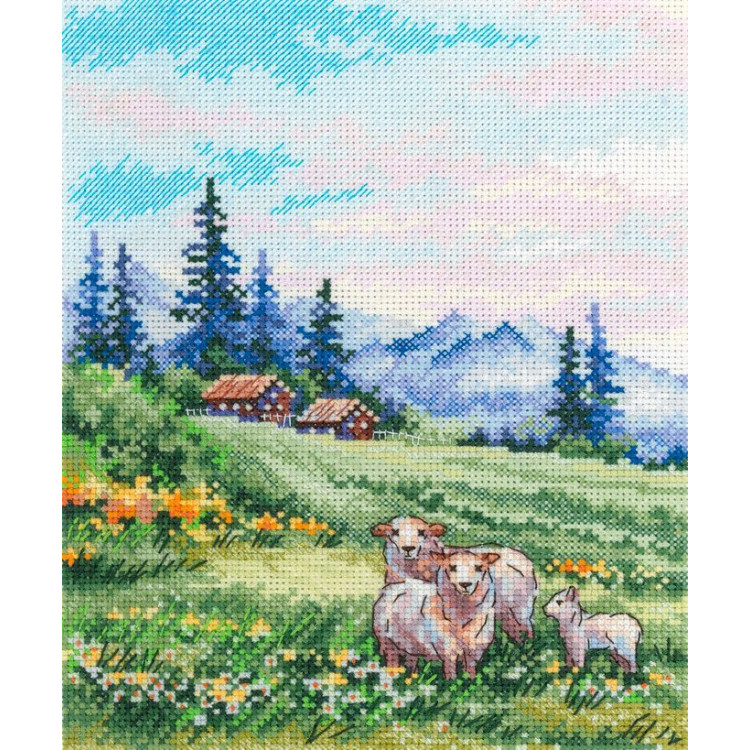 Cross stitch kit "In the alpine meadows" 20x16 cm SNV-935