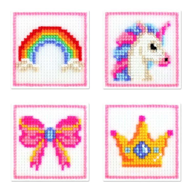 Cross stitch kit "Princess set. Set of 4." 10.6x10.6 cm SN-003