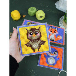 Cross stitch kit "Cute animals. Set of 4." 10.6x10.6 cm SN-002