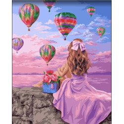 Wizardi painting by number kit. Balloon Festival 40x50 cm J052