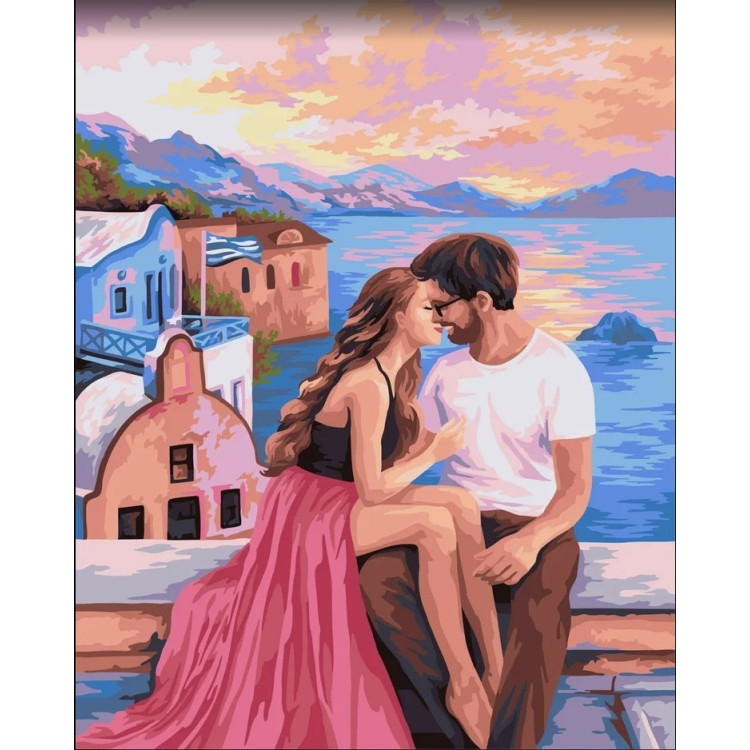 Wizardi Malen-nach-Zahlen-Set. Romantischer Moment 40x50 cm J054