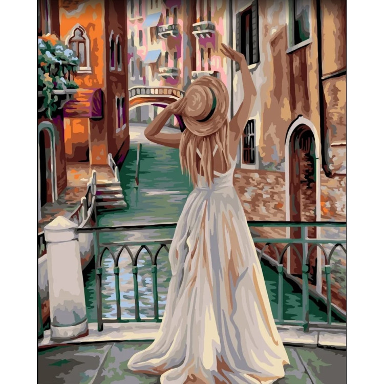 Wizardi painting by number kit. Vacation in Venice 40x50 cm J055