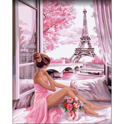 Wizardi painting by number kit. Pink dawn 40x50 cm J056