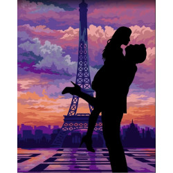 Wizardi painting by number kit. French kiss 40x50 cm J058