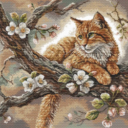 Cross stitch kit  "The Cat on the Apple Tree" 31.75 x 31.75 cm AVA-P059