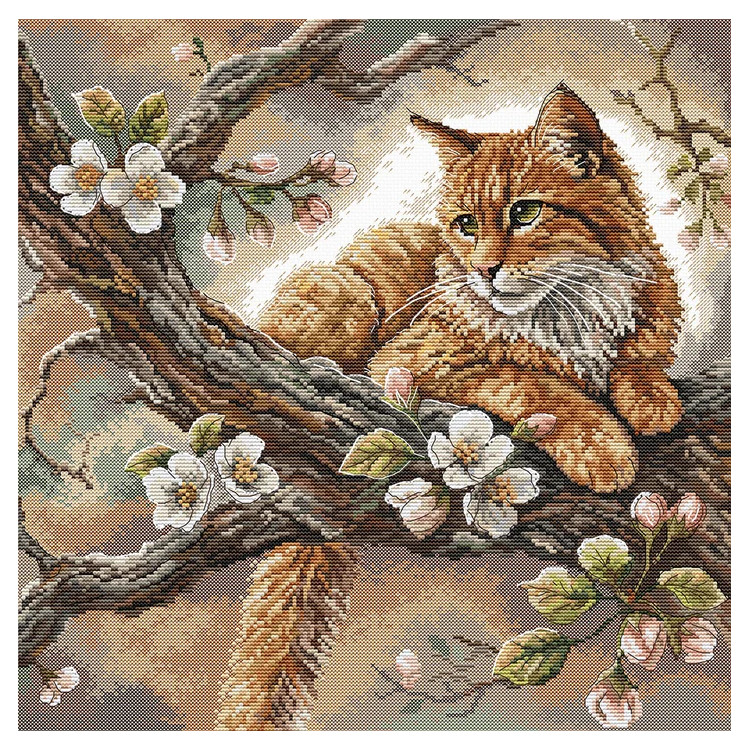 Cross stitch kit  "The Cat on the Apple Tree" 31.75 x 31.75 cm AVA-P059