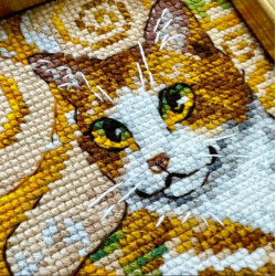 Cross Stitch Kit "Golden Cat" 15x18 cm SR2319